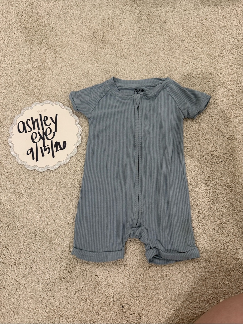 Little Sleepies Dusty Blue Ribbed Short Sleeve One-Piece
